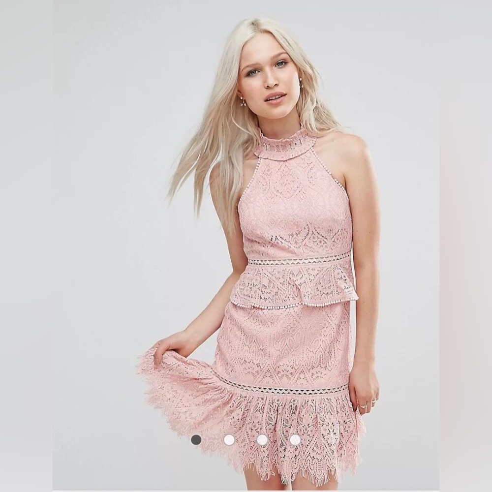 Anthropologie Foxiedox Rosewater Skater Lace Dress with Tassel Detail Size XS